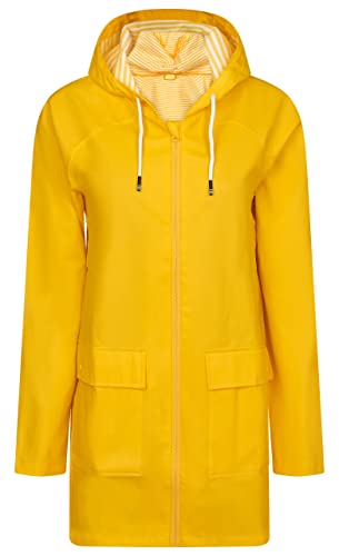 kamelshopping Friesennerz für Damen, klassische Regenjacke, Regenmantel mit Kapuze, wasserdicht, winddicht, atmungsaktiv, nicht gefüttert, ideal für Frühling und Sommer (36 / 38 S, Gelb) Cover