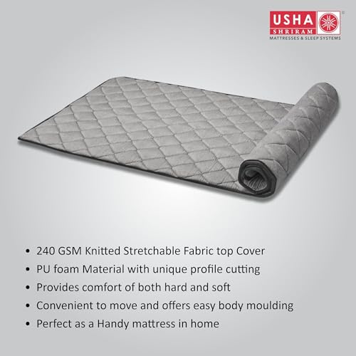 Image of Usha Shriram Roll-Up Foldable Mattress | Single Size (72 x 36 inch) 20 mm Thick | Travel & Portable Mat | 1 Year Warranty
