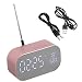 WINOMO Bluetooth Speaker Alarm Clock Radio Wireless Subwoofer Creative Large Mirror Screen Display of Temperature Bedside Alarm Sound Box for Bedroom(Rose Gold)