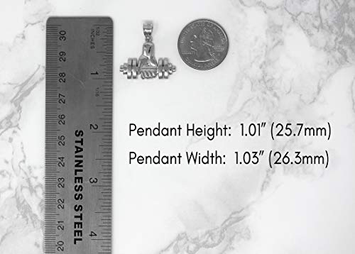 Sterling Silver Weightlifting Dumbell Barbell Fitness Gym Trainer Charm Pendant2