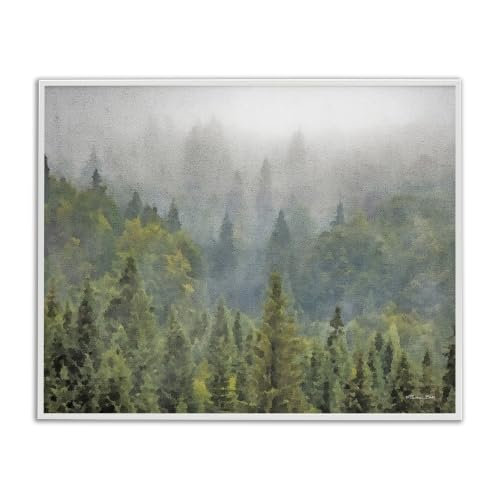 Foggy Pine Forest Mountain Woods, 11 x 14 Inch Framed Giclée Print