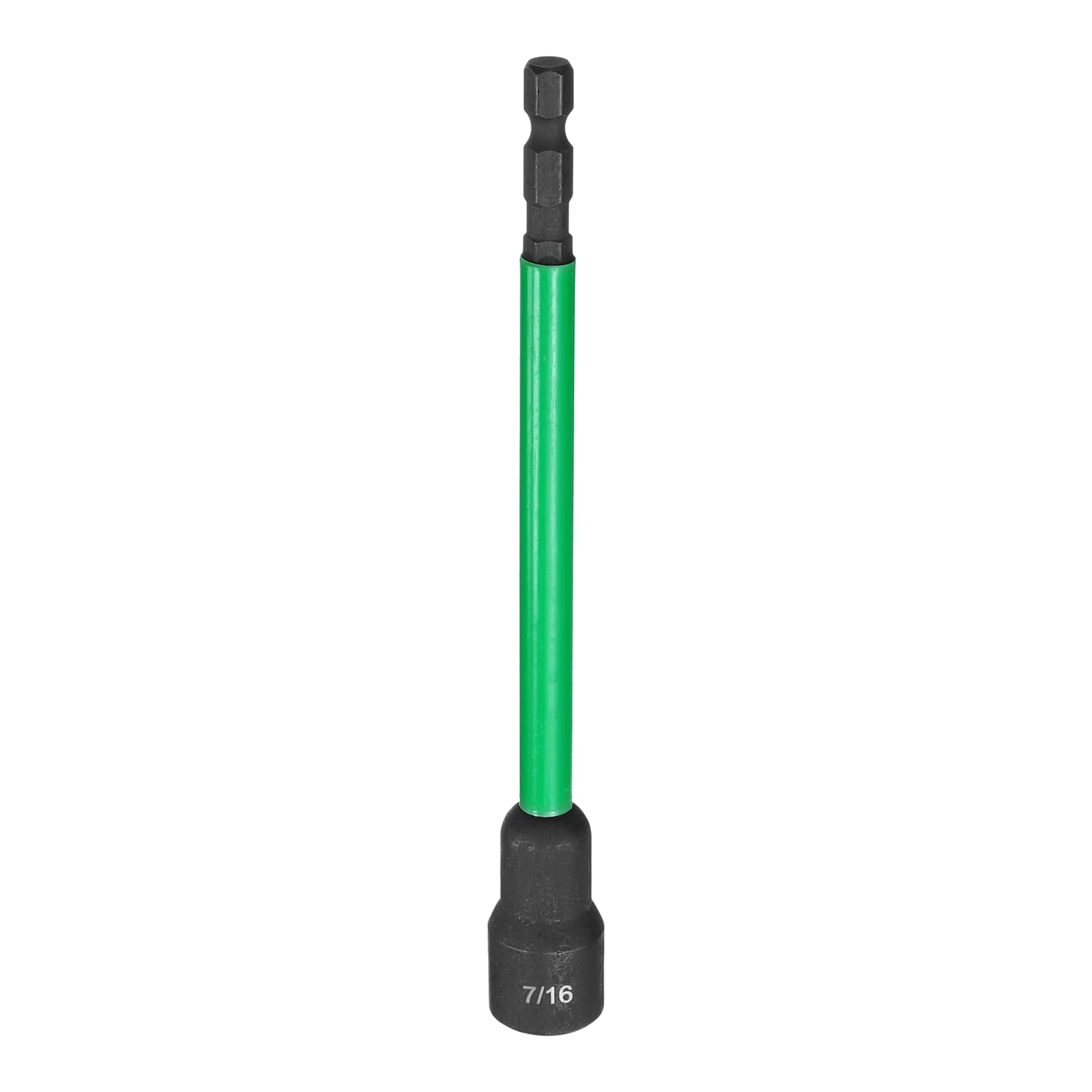 sourcing map Nut Driver Drill Bit 7/16 Inch SAE Socket 1/4" Hex Shank 6" (150mm) Extra Long Magnetic 6-Point Sockets Quick Change CR-V Steel Bolt Setters for Power Drill Drivers