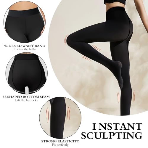 Image of Buauty Fleece Lined Thermal Opaque Tights,Womens Thick Winter Tights High Waist Tummy Control Warm Fashion Pantyhose