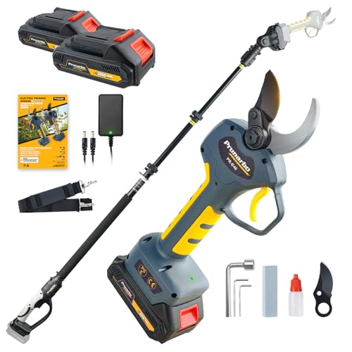 Prunarbo 2-in-1 Electric Secateurs Cordless with Pole - 40MM Electric Pruning Shears 2 Batterie 2Ah Long Reach Cutter Tree Pruner for Gardening Tools - Fit for Makita 18V Batterie (PR-E40-Set)