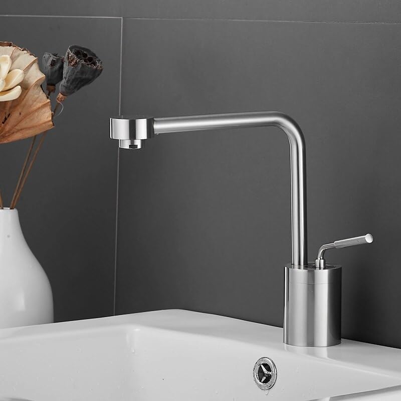Robinet de salle de bains en nickel brossé pour mitigeur d'eau chaude et froide