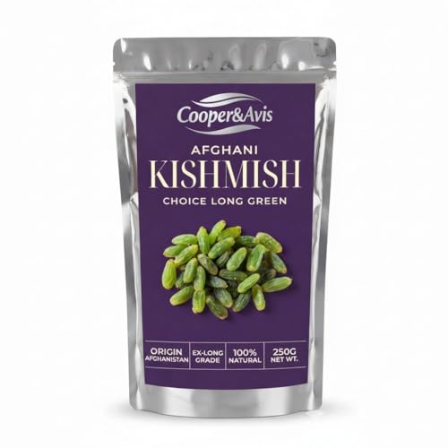 Image of Cooper&Avis Premium Afghani Raisins, 250g | Authentic Kandhari Choice Long Green Kishmish | Jumbo Size, Sun-Dried & Seedless