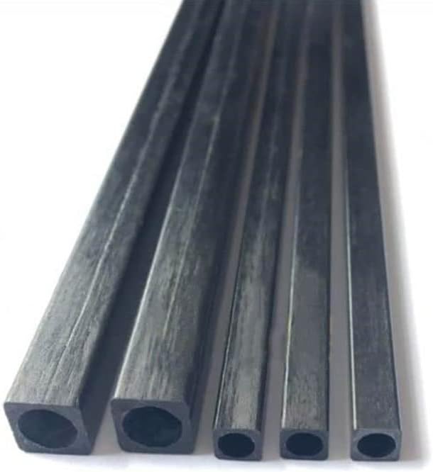 4pcs Carbon Fiber Square Tube High Strength Length 500mm, 99% Carbon Fiber Carbon Vinyl Wrap(Size:8x8x6.5mm)