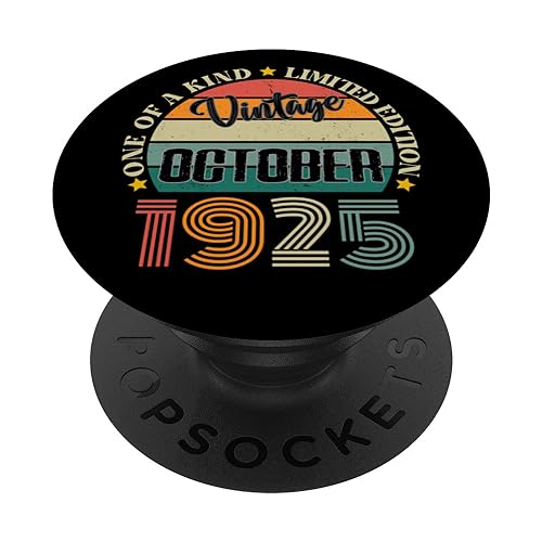 99 Años Vintage Octubre 1925 99 Cumpleaños Retro PopSockets PopGrip Intercambiable