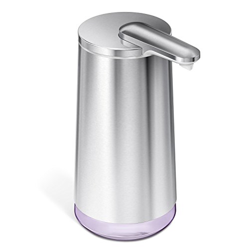simplehuman Touch-Free Automatic Foam Cartridge Sensor Soap Pump With Lavender Foam Soap Cartridge, Brushed Stainless Steel, Rechargeable