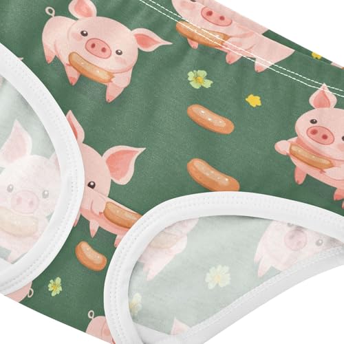 Wusikd Cartoon Piglets Girls' Underwear Cotton Cute Girls Briefs Soft Toddler Underwear 2T4
