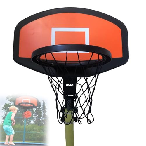 WLGRXDD Universal Trampoline Basketball Hoop for Children, Easy to Install, Fit for Straight & Curved Poles, Outdoor Use, Plastic Material, Fashion Style, Basketball