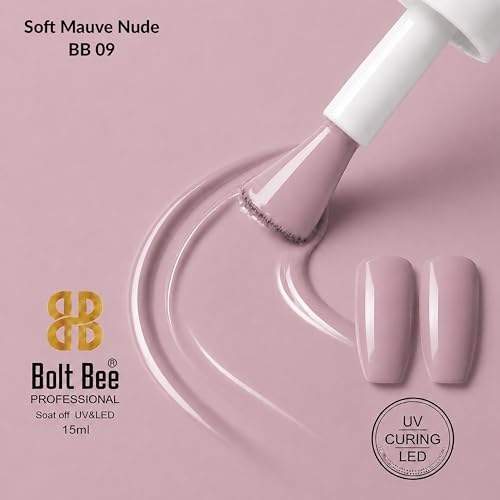 Image of Bolt Bee Soft Mauve Nude Color Gel Nail Polish Soak Off UV Gel DIY at Home 15ML Manicure Salon Nail Art