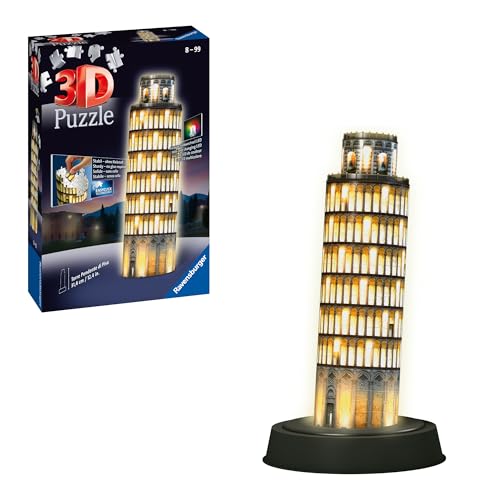 Ravensburger 3D Puzzle Schiefer Turm von Pisa bei Nacht 12515 - leuchtet im Dunkeln - 216 Teile - ab 8 Jahren