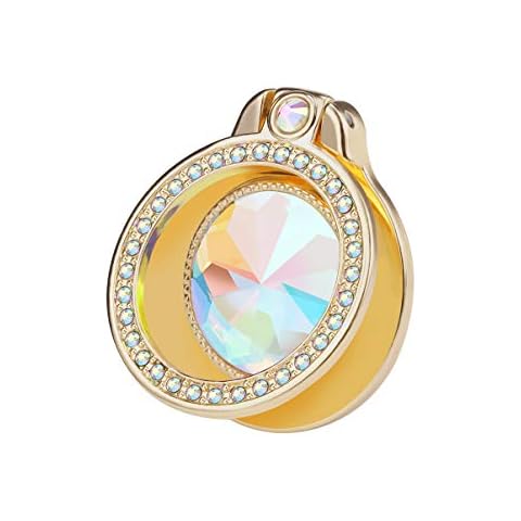lenoup Glitter Bling Bling Phone Ring Holder,Sparkle Phone Ring Artificial Diamond Kickstand,Rhinestone Cell Phone Finger Ring Grip for Women for Almost All Phones,Pad(Gold) Cover