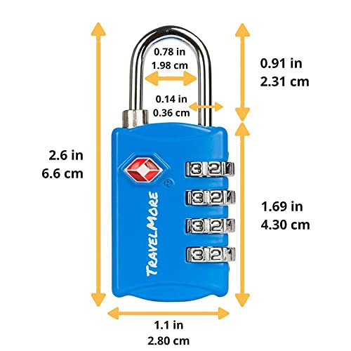 5 Pack Tsa Luggage Locks With 4 Digit Combination – Heavy Duty Set Your Own Padlocks For Travel, Baggage, Suitcases & Backpacks - Blue #TOP1