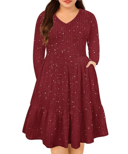 Image of RITERA Plus Size Dresses for Curvy Women Summer Spring Womens Dress V Neck Short Sleeve Casual Dress with Pockets XL-5XL