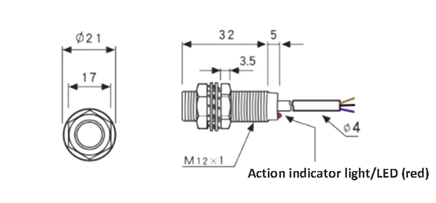 M12 Hall Switch Sensor, Magnetic Induction Switch, Built-in chip, Waterproof and Oil Proof, Detection Distance 20mm