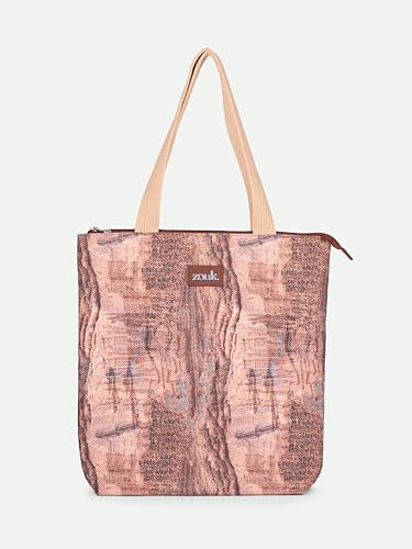 Image of ZOUK Ivy Tote Bag for Women | Handcrafted Jute Khadi with Vegan Leather Handles | Lightweight, Foldable & Travel-Friendly Everyday Carry Bag |