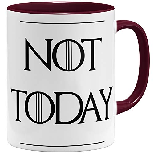 OM3® Not Today Statement Tasse mit Spruch - Keramik Becher - 11oz 325ml - Beidseitig Bedruckt - Bordeaux
