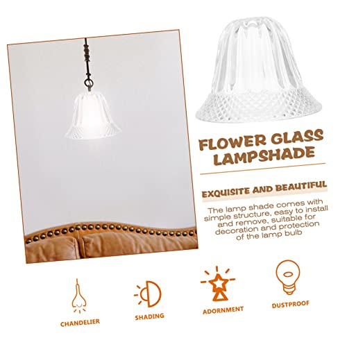 Whamvox QE35X6JED18CSZ00KF2S Transparent Glass Lampshade Vintage Accessories Hanging Lamp Shades Crystal Pendant Light Replacement Lamp Shades Traditional Bell Glass Shade Table Lamp Shade Household Lamp Shade thumb #6