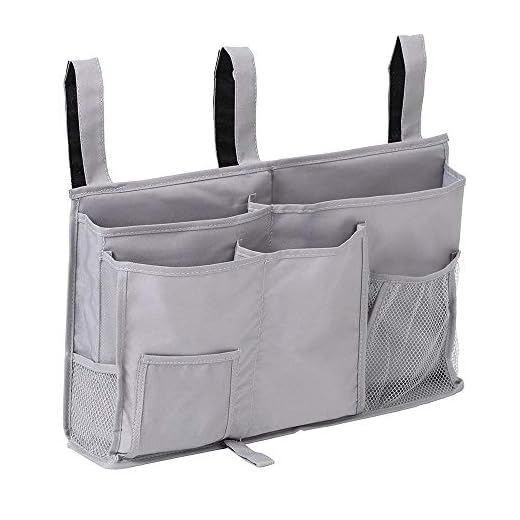 Sugaroom Bedside Storage Caddy, Bunk Bed Organizer Bed Storage Pocket Bedside Organizer Hanging Bed Storage Caddy for College Dorm Room, Hospital Bed Rails, Baby Bed, Camp (Grey)