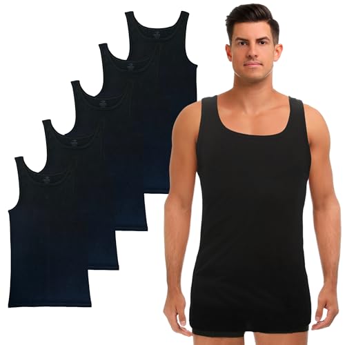 SGS 5er-Pack: Stilvolle Unterhemd Herren EXTRA LANG +12 cm & Tank Top Herren - Feinripp Muskelshirts Männer & Unterziehshirt Mann