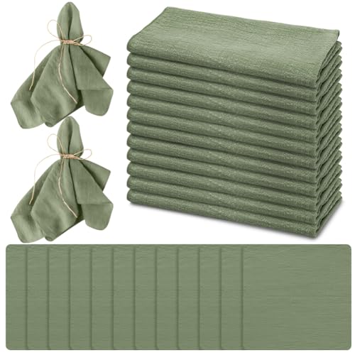 LOMUG 12 Stück Stoffservietten, Leinenservietten 42x42cm, Wiederverwendbare Servietten Stoff...