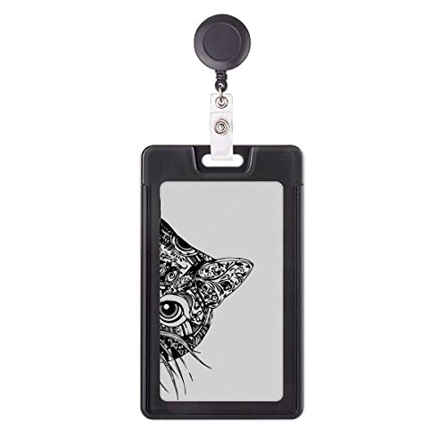 Porte-badge rétractable chat noir idéal au bureau et à l'hôpital