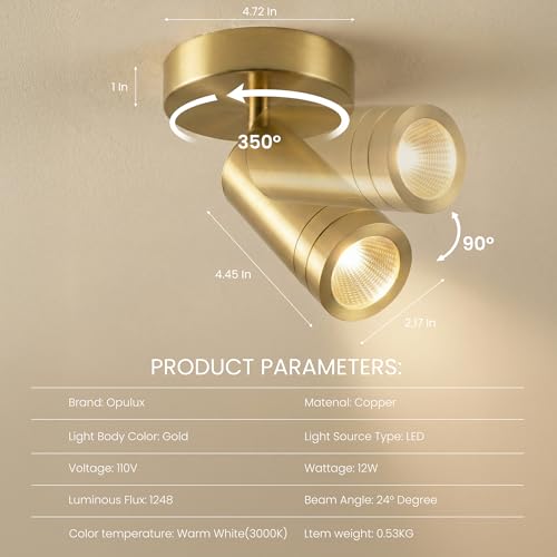 Image of LED Gold Dimmable Ceiling Spotlight Indoor - Solid Copper Fixtures