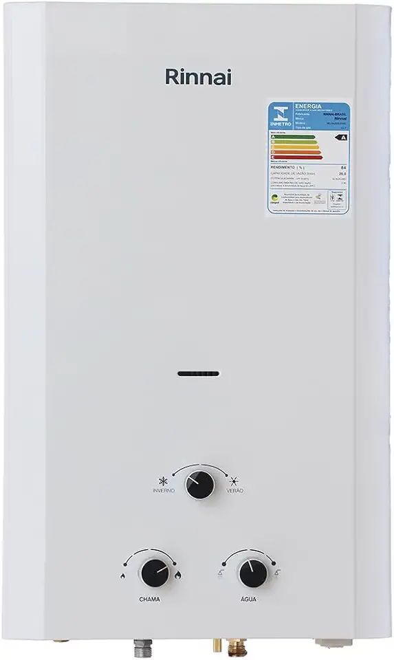 Rinnai M20-20 litros GN (Gás Natural) Branco - Aquecedor de Água a Gás Mecânico REU-M200 CFH