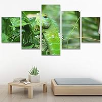 SIGNWIN 5 Panel Canvas Wall Art Alligators Closeup Dramatic Expressionism Hallway Minimalist Multicolor for Home Decorations Ready to Hang - 60