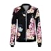 JERFER Femmes La Mode Décontracté Dames Biker Celeb Camo Fleur Floral Imprimer Zipper Up Blouson