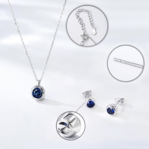 immobird Rose Necklace Jewelry Set in 925 Sterling Silver Birthstone Necklace and Earring Sets for Women Solitaire Necklace with Round Gemstone Gift for Her4