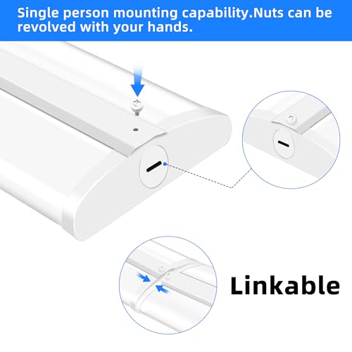 Image of hykolity 4FT 6.4''W LED Wraparound Light with 3 Wattages /3 CCT Selectable | 55W-75W, 3000K-5000K, 5500LM-7500LM, No Glare, Flush Mount Ceiling Light for Office Kitchen, Laundry Room, ETL, 4 Pack