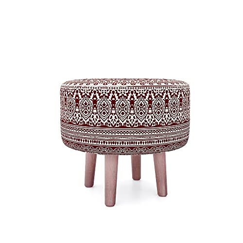 Image of Wakefit Tulum Printed Ottoman (Eva Maroon)