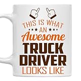 MONIZILUCKY Awesome Truck Driver Mug 11oz – This Is What an Awesome Truck Driver Looks Like – 11oz White Ceramic Coffee Cup Gift for Work Office, Coworker, Birthday, Christmas