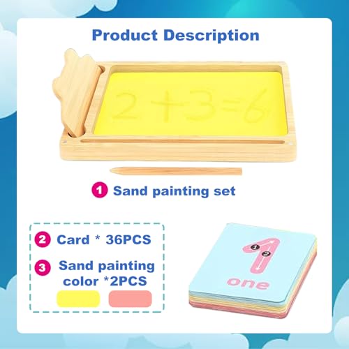 Tchsrim Montessori Sandtablet Frühes Training Buchstaben und Zeichens Pielzeug, Holz Sandtablet Montessori Lerns Spielzeug ab 3 4 Jahre Junge Mädchen, für Frühe Motorische Entwicklung bei Kindern
