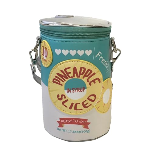 Aloha Kitsch Vegan Leather Pineapple Crossbody Bag, Multicolor Fruit Statement Handbag for Women