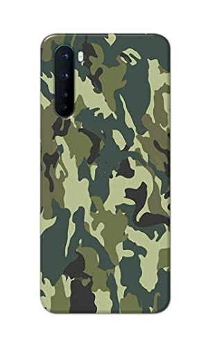 Image of Printed Hard Back Cover Case for OnePlus Nord 5G - 2020 Model | OnePlus Nord 1 Back Cover (Green Army Camouflage) -1803