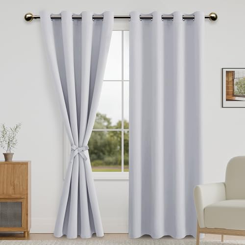 DWCN Curtains for Living Room, Greyish White, W 52 x L 84, Set of 2 Panels