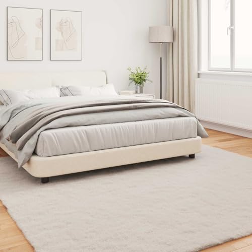 Tapis en peluche polyester beige Olite aspect fourrure