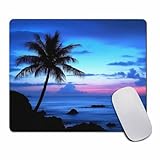 Amcove Tropical Paradise Ocean Beach Scene with Palm Trees Mouse pad Gaming Mouse pad Mousepad Nonslip Rubber Backing