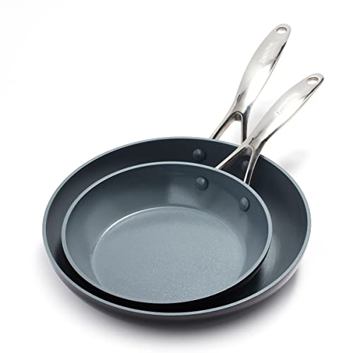 GreenPan, Valencia Pro - Sartén antiadherente (cerámica, 20 cm + 26 cm), color gris