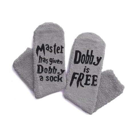 Axxnism Dobby Socks Womens Winter Warm Fuzzy Socks Novelty Crew Fluffy Slipper Socks Cute Christmas Stocking Stuffers Dark Gray Cover