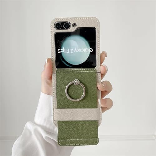Coque en cuir premium et charnière robuste pour Z Flip 5 vert