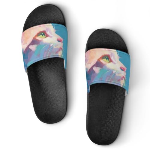Sandales chaussons de maison chat blanc claquettes unisexes de bain 37