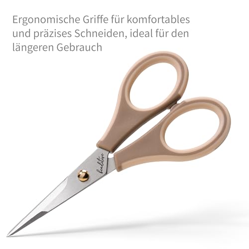 Beaditive Präzisions-Bastelschere - Bastelschere aus Edelstahlpapier mit Sicherheitskappe - Ultrascharfe Klingen und rutschfeste TPR-Griffe - Erwachsene und Kinder (1, Milchtee)