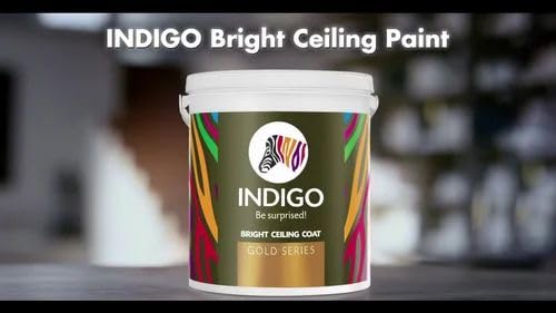 Image of Indigo Bright Ceiling Coat Gold Series - Premium Matt Finish Ceiling Paint | Brilliant Brightness | Hides Ceiling Imperfections | Anti-Fungal Interior Emulsion | 4 L Brilliant White