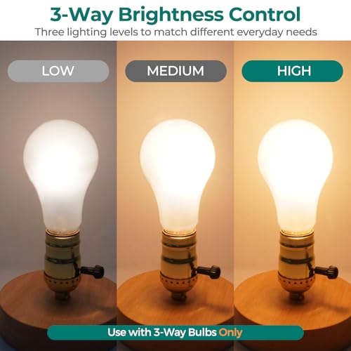 Image of DiCUNO UL Listed 3-Way Lamp Socket Replacement, E26 Standard Threaded Base Light Socket, Turn Switch Knob for Low-Medium-High Light Settings, Table, Floor Lamp Repair Kit, 2-Pack, (Gold)
