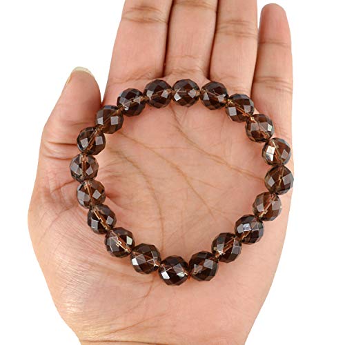 Image of Reiki Crystal Products Certified Natural Crystal Stone Diamond Cut /Faceted 10 mm Beads Bracelet for Men & Women | Reiki Charged Gemstone Jewellery | Multiple Stone Variants Available